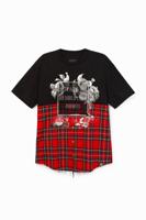 Oversized geruit T-shirt - RED - XS