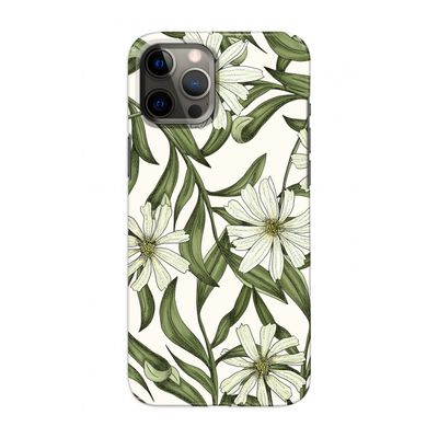 Wit bloemenpatroon: Volledig geprint iPhone 12 Hoesje