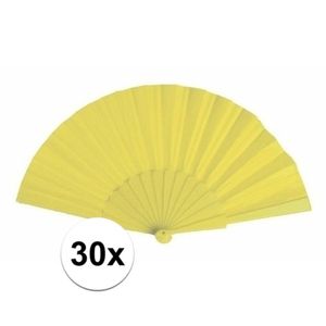 30x stuks Spaanse Handwaaiers geel 23 cm
