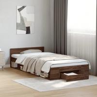 Bedframe met lade bewerkt hout bruin eikenkleurig 90x200 cm