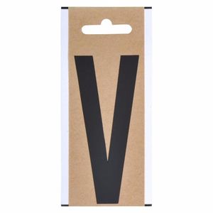 Letter sticker V zwart 10 cm