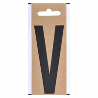 Letter sticker V zwart 10 cm