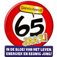 Wenskaart/verjaardagskaart stopbord 65 jaar - 16 x 14 cm - 65e verjaardag - cadeaukaart