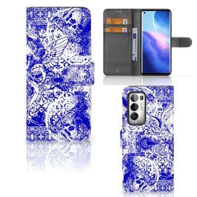 Telefoonhoesje met Naam OPPO Find X3 Neo 5G Angel Skull Blauw