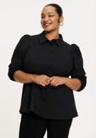 Yoek Blouse met pofmouw STRETCH | Zwart | Maat 54/56