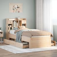 Bed met boekenkast zonder matras massief grenenhout 75x190 cm