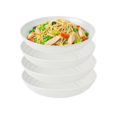 Rond bord/camping - 8x - diep bord - D19 cm - creme wit - kunststof - onbreekbaar servies