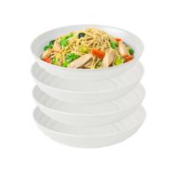 Rond bord/camping - 8x - diep bord - D19 cm - creme wit - kunststof - onbreekbaar servies