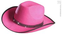 Cowboyhoed roze met strass band - thumbnail