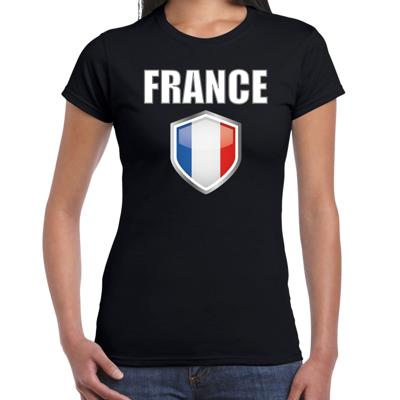 Frankrijk landen supporters t-shirt - zwart - dames - fan kleding - korte mouwen Frankrijk landen supporters t-shirt - zwart - dames - fan kleding - korte mouwen
