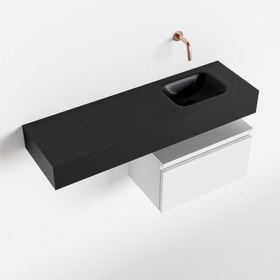 Toiletmeubel Mondiaz Andor | 100 cm | Meubelkleur Talc | Lex vrijhangend wastafel Urban Rechts | Zonder kraangat