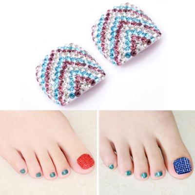 2 stuks Crystal nep Nail Art Tips Rhinestone volledige dekking teennagels Decals stickers (NO: 08)