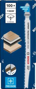 Bosch Accessoires Expert 'Hardwood 2-side clean' T 308 BF decoupeerzaagblad 100-delig - 1 stuk(s) - 2608900546