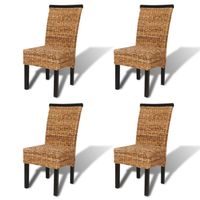 The Living Store Abaca Geweven Stoelen - Set van 4 - 47 x 50 x 97 cm - Bruin - thumbnail