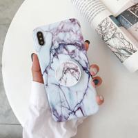 Marmer anti-drop TPU bescherming achtercover voor iPhone XS Max met opvouwbare houder (Z22)