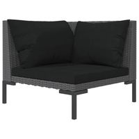 vidaXL Tuinbank met kussens halfrond poly rattan - thumbnail