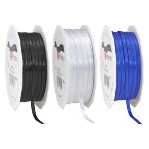 Cadeaulint/sierlint 3x rollen - zwart/blauw/wit - 3 mm x 50 meter - Hobby/decoratie/knutselen