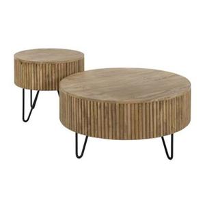 Hoyz Collection - Salontafel Wave Rond - Massief Mango - Set van 2