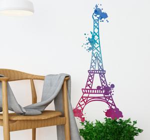 Eifel tower muursticker woonkamer waterverf