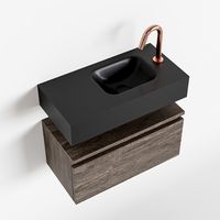Toiletmeubel Mondiaz Andor | 60 cm | Meubelkleur Dark brown | Lex vrijhangend wastafel Urban Rechts | 1 kraangat