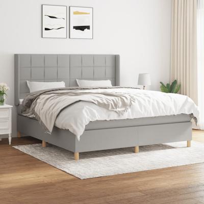 Boxspring met matras stof lichtgrijs 160x200 cm