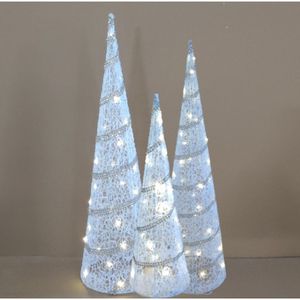 LED kegels - kerstboom lampen- set 3x st- 39, 59, 79 cm- rotan/kunststof