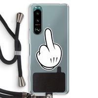 Middle finger black: Sony Xperia 5 III Transparant Hoesje met koord