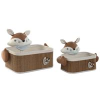 Mandenset Home ESPRIT Blauw Bruin 43 x 33 x 32,5 cm (2 Onderdelen)