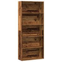 Boekenkast 80x30x189 cm bewerkt hout oud houtkleurig Boekenkast 80x30x189 cm bewerkt hout oud houtkleurig