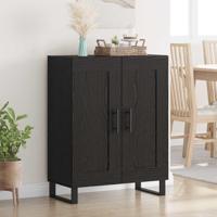 Dressoir Zwart Eiken 69,5 x 34 x 90 cm Gemonteerd hout en ijzer