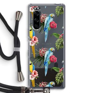 Kleurrijke papegaaien: Sony Xperia 5 Transparant Hoesje met koord