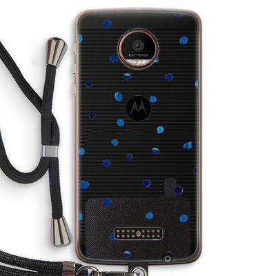 Blauwe stippen: Motorola Moto Z Force Transparant Hoesje met koord