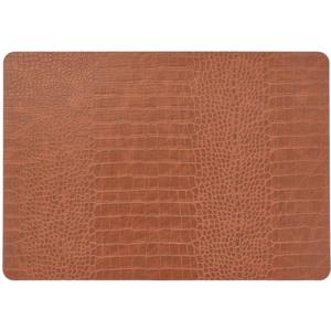 Unique Living placemats Croco lederlook - 1x - 43 x 30 cm - bruin - pvc - tafel onderleggers