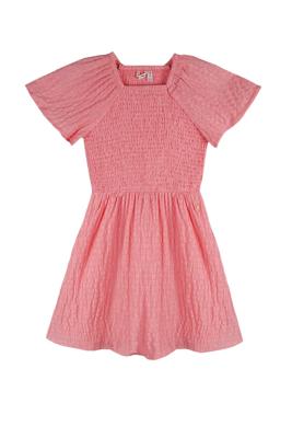 NoNo Zomer jurk meisjes Roze - geweven - smocked - Malia