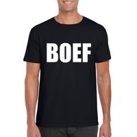 Boef tekst t-shirt zwart heren - thumbnail