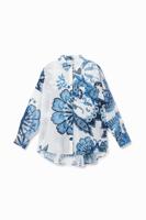 Oversized shirt met paisley - WHITE - L