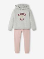 Set sweater met capuchon en jogging van fleece voor meisjes grijs - roze