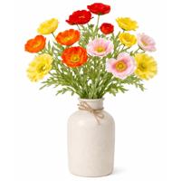Boeket Kunstbloemen Klaprozen Poppy - H62 cm - 4 kleuren mix - 10x stelen kunstbloemen
