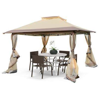 Uittrekbaar Tuinpaviljoen 360 x 360 cm Tuinpaviljoen Dat Direct Opengaat Gaasnet aan 4 Zijden Geventileerde Bovenkant