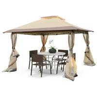Uittrekbaar Tuinpaviljoen 360 x 360 cm Tuinpaviljoen Dat Direct Opengaat Gaasnet aan 4 Zijden Geventileerde Bovenkant