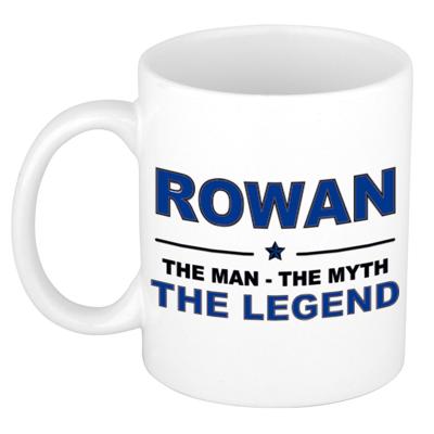 Rowan cadeau mok - man myth legend - naam koffiemok / beker - wit en blauw - 300 ml Rowan cadeau mok - man myth legend - naam koffiemok / beker - wit en blauw - 300 ml