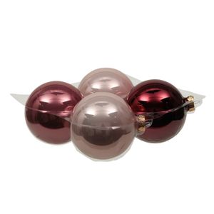 Grote kerstballen - 4x st - roze tinten - 10 cm - glas - mat/glans   -