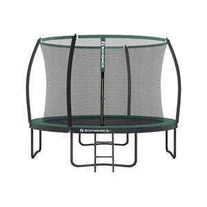 ronde tuintrampoline met veiligheidsnet, Zwart + Donkergroen / Ø 305 cm