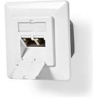 Netwerk Wanddoos | Inbouw | 2 x RJ45 Female | CAT6a | Recht | Goud Verguld | PVC | Wit | Doos