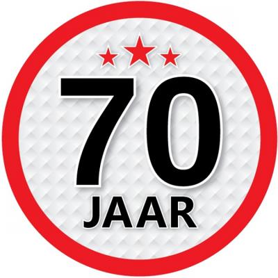 70 jaar leeftijd sticker - rond - Dia 15 cm - 70 jaar verjaardag - jubileum - leeftijd versiering