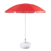 Rood strand/tuin basic parasol van nylon 200 cm + parasolvoet wit