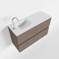 Toiletmeubel Mondiaz Ada | 80 cm | Meubelkleur Smoke | Lex wastafel Talc Links | 1 kraangat