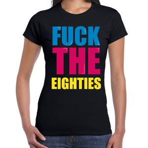 Fuck the eighties fun t-shirt zwart voor dames 2XL  -