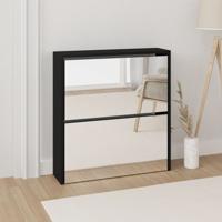 Schoenenkast met spiegel 2-laags 63x17x67 cm zwart