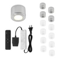 Set Led opbouwspot met afstandsbediening Parma zilver 3W dimbaar IP44 1-12 stuks